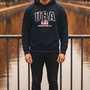 NWT Adult Small Unisex Navy USA Washington D.C. Hoodie